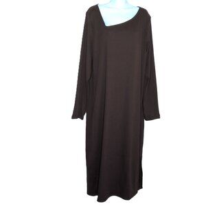 NEW Gap Dress Chocolate Ribbed Stretch Long Sleeve Cotton Maxi NWT $59.99 Sz XXL